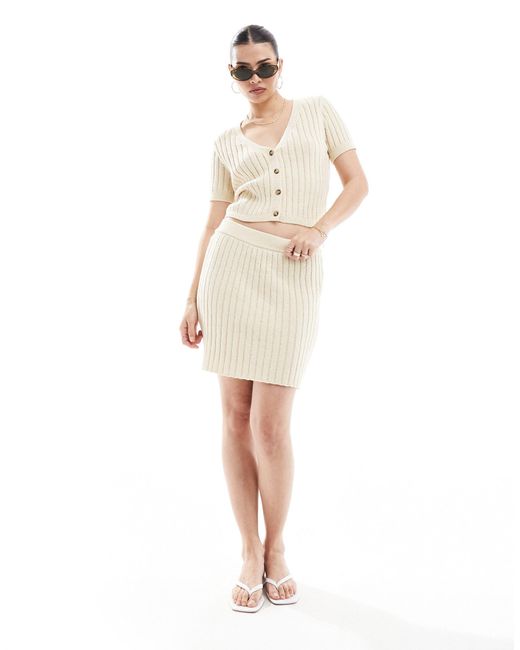 Aware - mini-jupe d'ensemble en maille légère - crème Vero Moda en coloris White