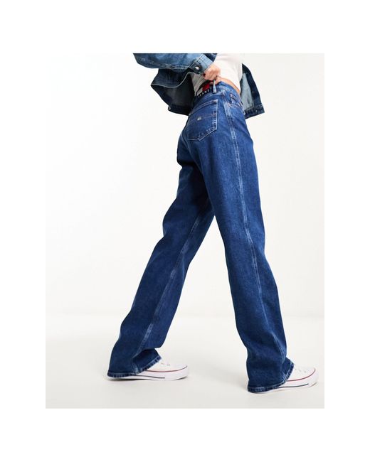 Betsy - jeans dritti a vita medio alta lavaggio medio di Tommy Hilfiger in Blue