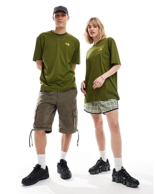 T-shirt oversize avec imprimé dessin montagne au dos - kaki The North Face en coloris Green
