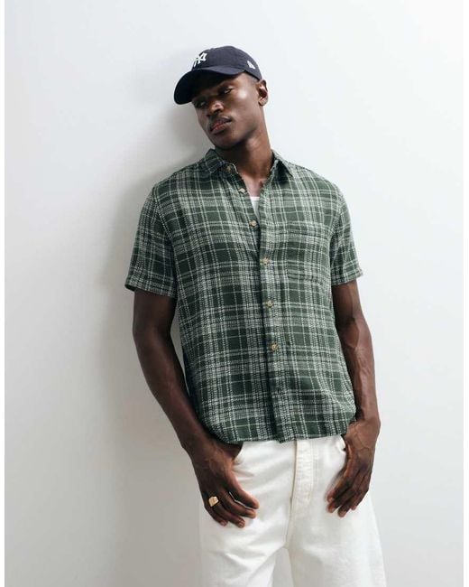 ASOS Green Regular Fit Textured Check Shirt for men