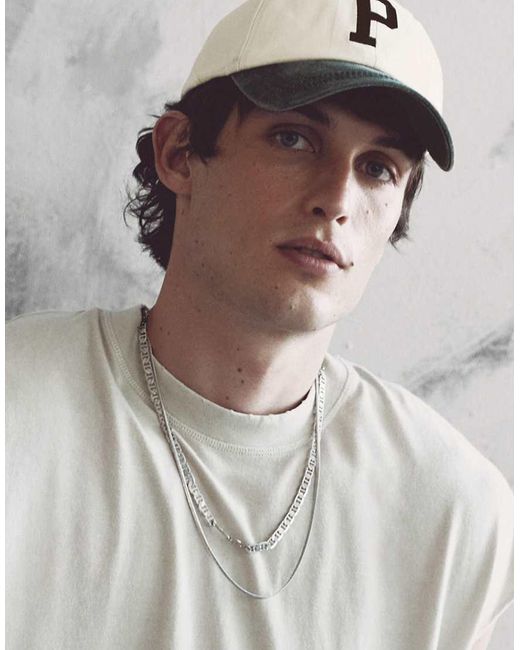Pull&Bear Gray P Embroidered Cap for men