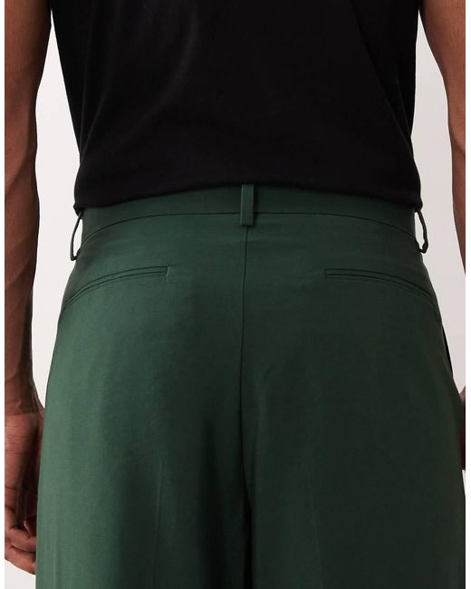 ASOS Green Wide Leg Tuxedo Suit Trousers for men