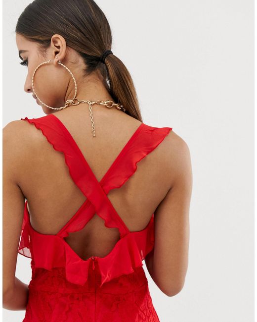 pretty little thing red lace dress