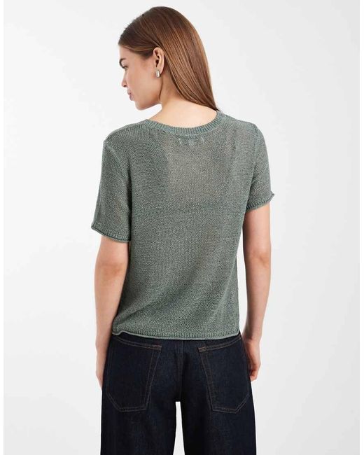 ONLY Gray Lightweight Open Knit T-shirt