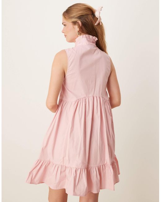 X asos - robe chemise courte avec nœud - pastel Sister Jane en coloris Pink
