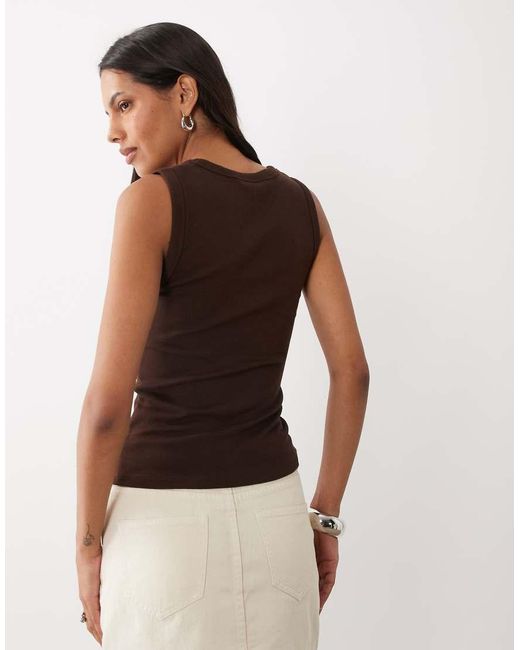 New Look Brown V-neck Tank Top