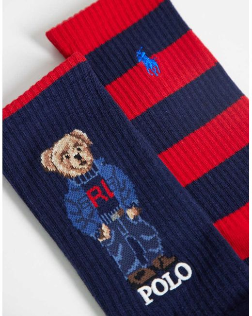 Polo Ralph Lauren Blue 2 Pack Bear Socks for men