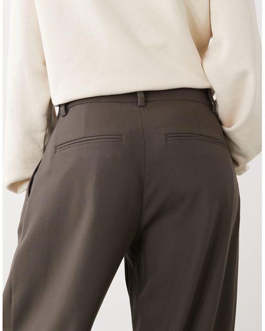 Weekday Gray Low Waist Wide Leg Trousers With Front Pleats