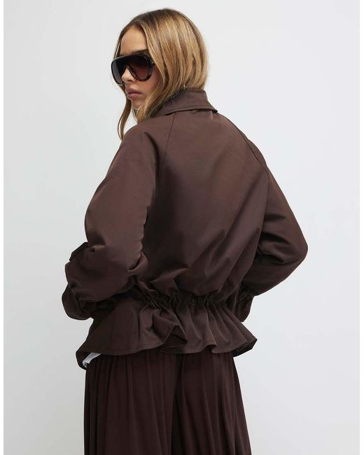 River Island Brown Drop Hem Drawstring Jacket