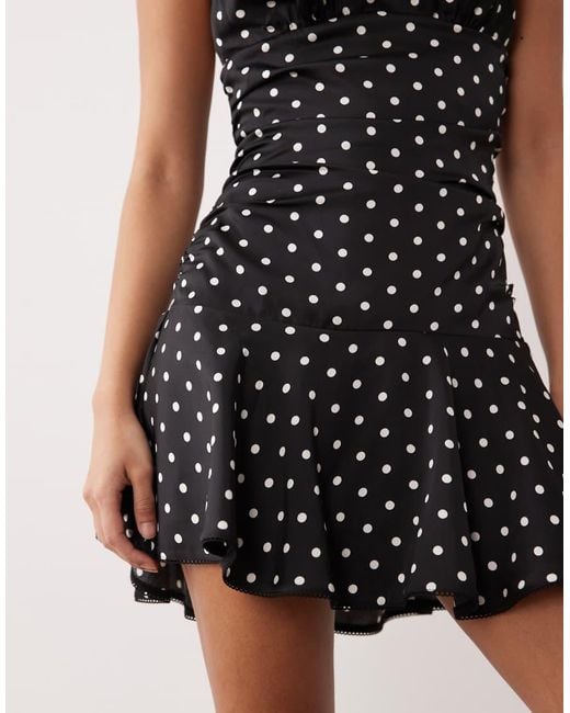 Nia Black Cahuenga Halter Neck Polka Dot Dress