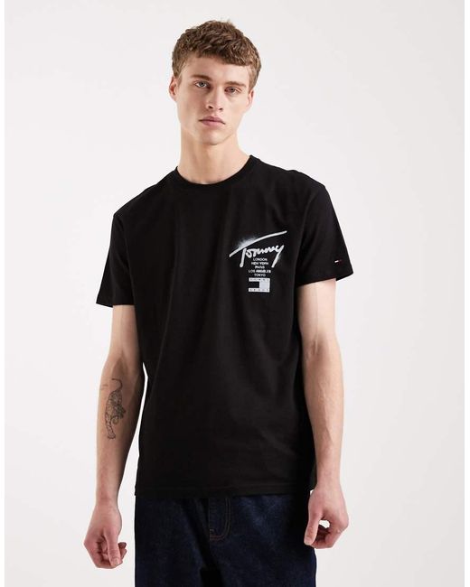 Tommy Hilfiger Black City Sign Logo T-shirt for men