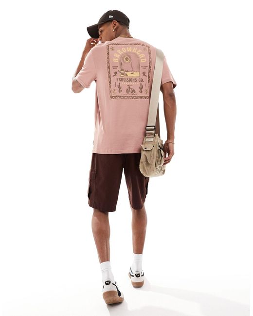 T-shirt coupe classique avec imprimé arrowhead dans le dos - délavé Only & Sons pour homme en coloris Pink