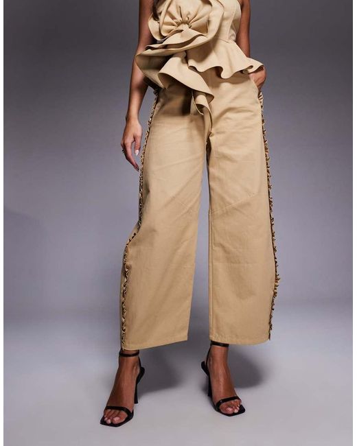 ASOS Multicolor Co-ord Cotton Twill Barrel Trouser With Ruffle