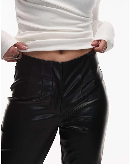 ASOS White Leather Look Straight Leg Trouser With Pintuck