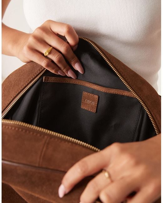 ASOS Brown Suede Bowler Tote Bag