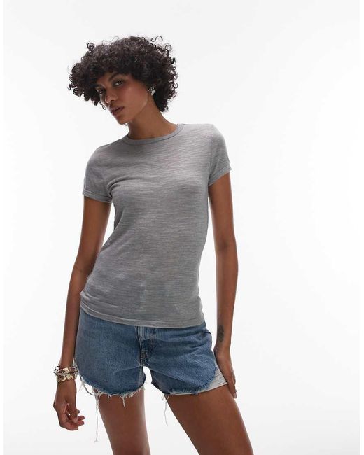 TOPSHOP Blue Linen Tee