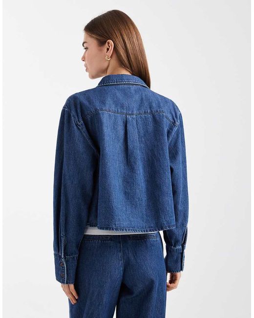 Vero Moda Blue Utility Pocket Denim Shirt