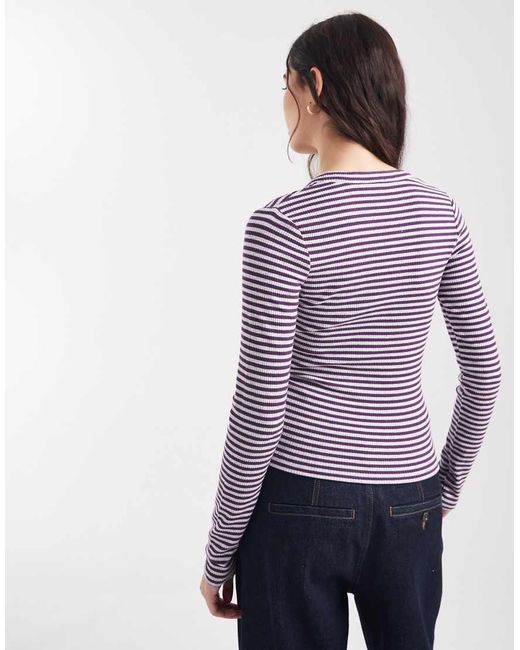 Cotton On Purple Ryan Henley Long Sleeve Top