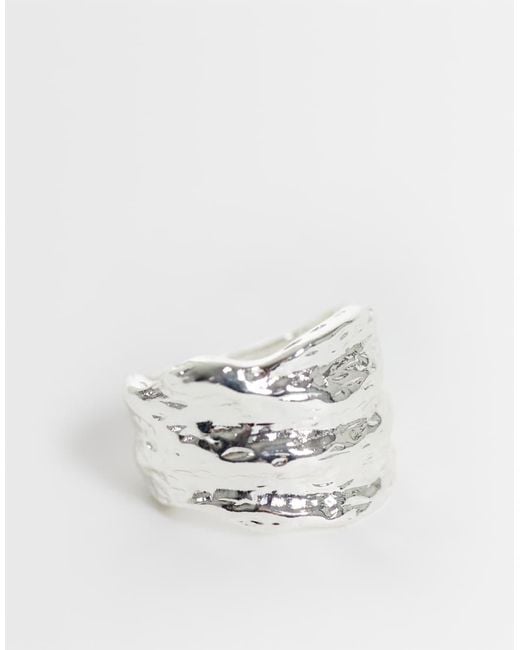 Reclaimed Vintage White Unisex Molten Metal Rings 2 Pack