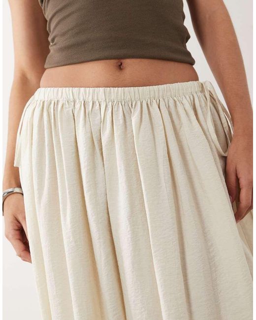 ASOS Natural Tie Waist Soft Crinkle Maxi Skirt