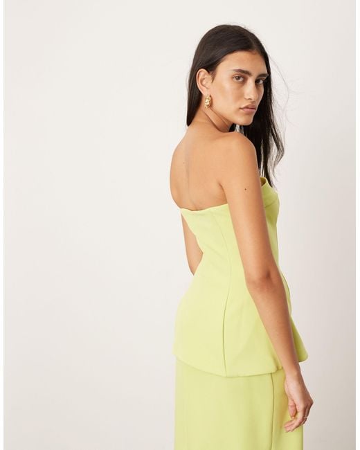 ASOS Natural Structured Bandeau Top With Drop Waist Co-ord