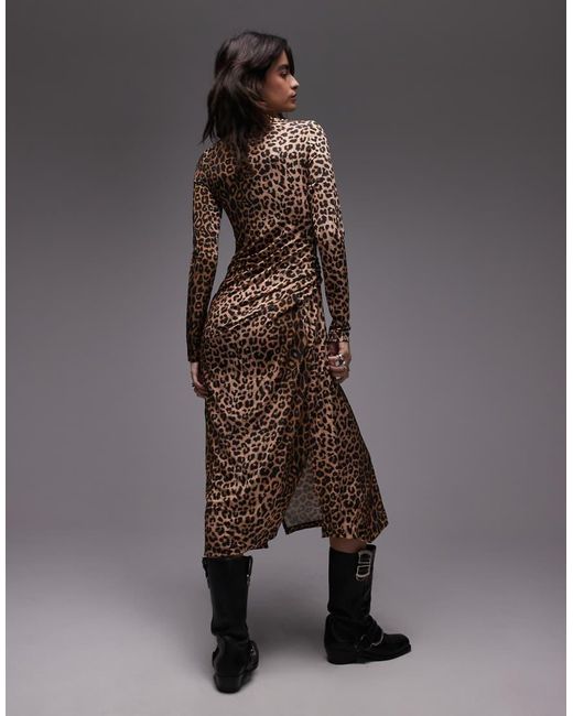 AllSaints Gray Rivi Leopard Print Maxi Dress