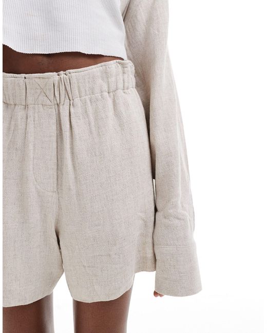 Weekday White Ava Co-ord Linen Mix Shorts