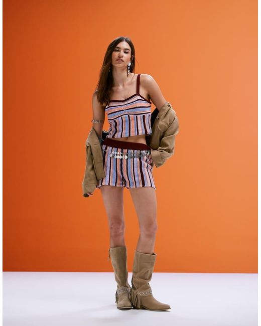 Bralette De Punto Efecto Croché De (Parte De Un Conjunto)-Marrón ASOS de color Orange