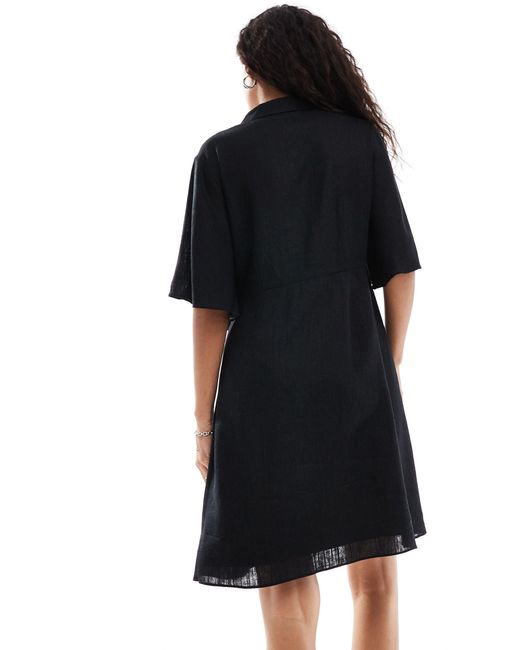 SELECTED Black Gulia Linen Blend Dress