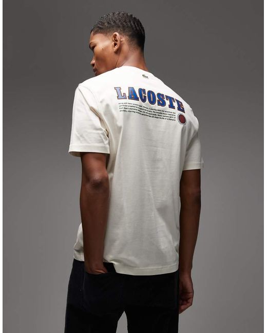 Camiseta Color Crudo Con Logo Estampado En La Espalda De -Blanco Lacoste de hombre de color Gray