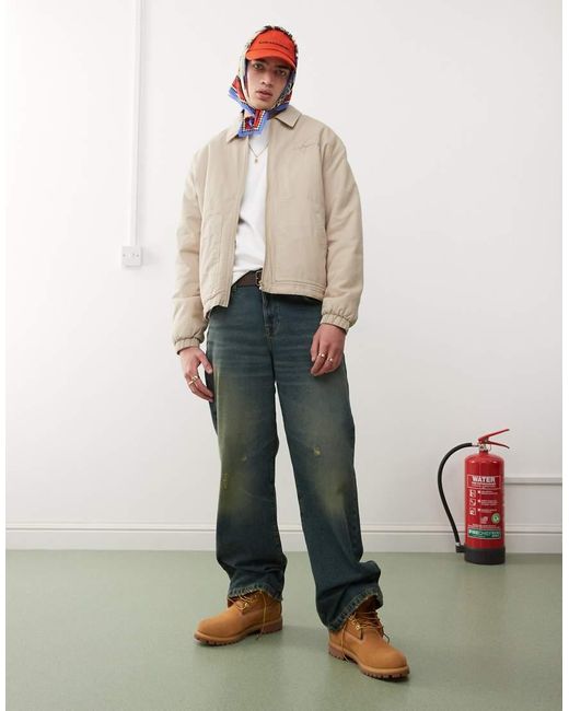 Collusion White Harrington Jacket for men
