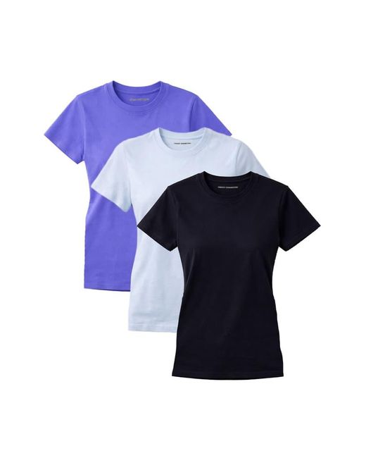 French Connection Blue 3 Pack Cotton Crew Neck Logo Short Sleeve T-Shirts