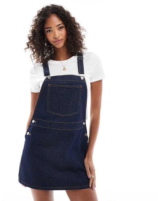ASOS Blue Denim Dungaree Micro Mini Dress