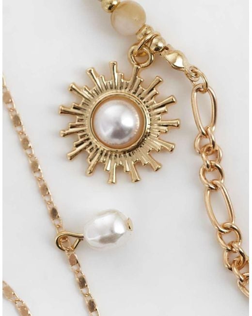 ONLY White 2-pack Sun And Pearl Bracelet