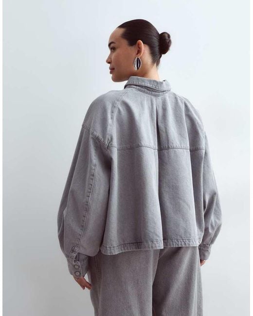 ARRANGE Gray Curve Denim Oversized Shirt