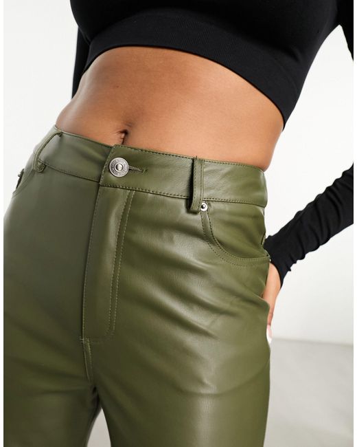 Pimkie Green Wide Leg Faux Leather Trousers