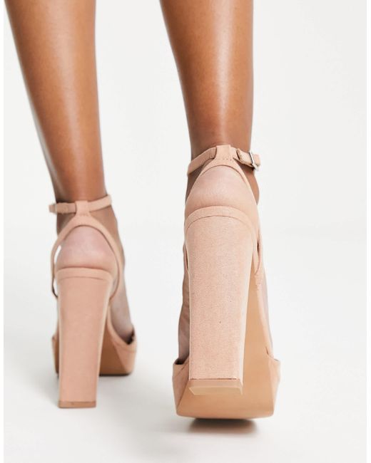 Noun - sandales minimalistes à talon carré et plateforme - beige ASOS en coloris Natural
