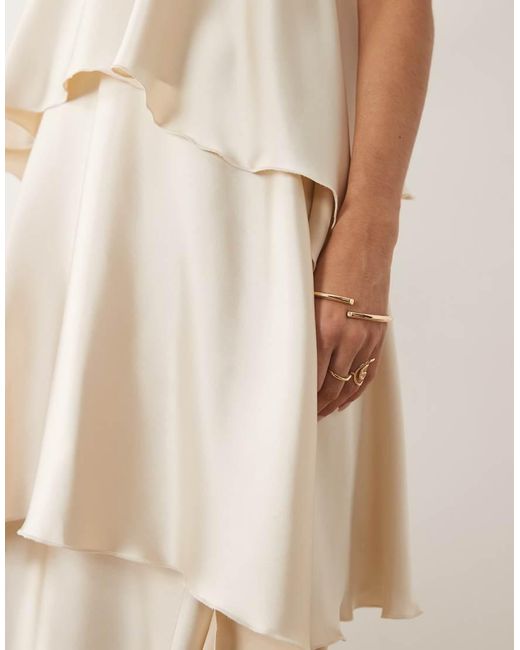 Pretty Lavish Natural Tove Cami Square Neck Extreme Tiered Ruffle Maxi Dress