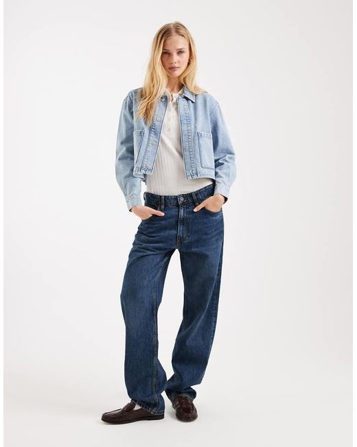 Mango Blue Teen 100% Cotton Boxy Denim Jacket