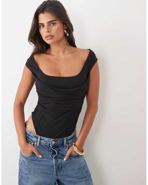 ASOS Gedrapeerde Body Van Polyamide in het Blue
