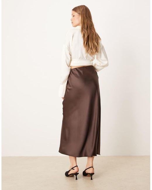 Gina Tricot Natural Midi Satin Skirt