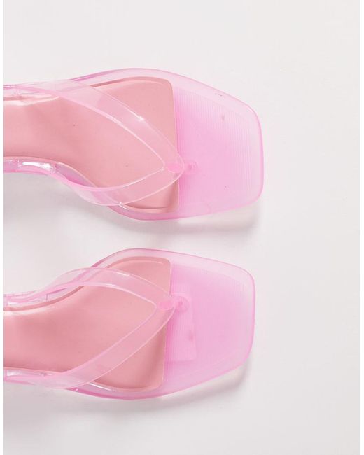 ASOS Pink Vacation Jelly Kitten Heel Toe Thong Sandals