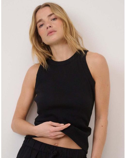 Nobody's Child Black Ribbed Racer Vest
