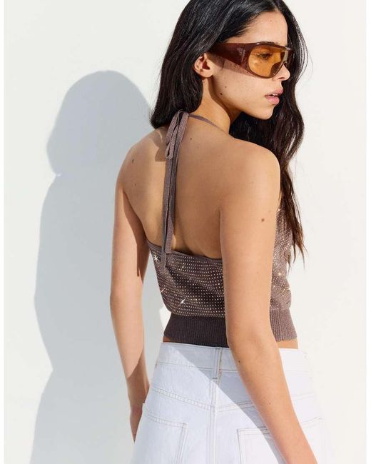 Bershka Brown Shimmery Halter Top