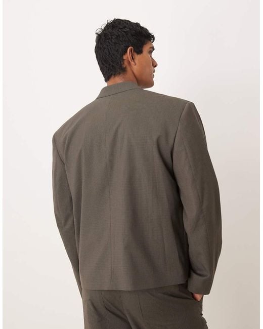ASOS Gray Double Breasted Boxy Suit Jacket for men