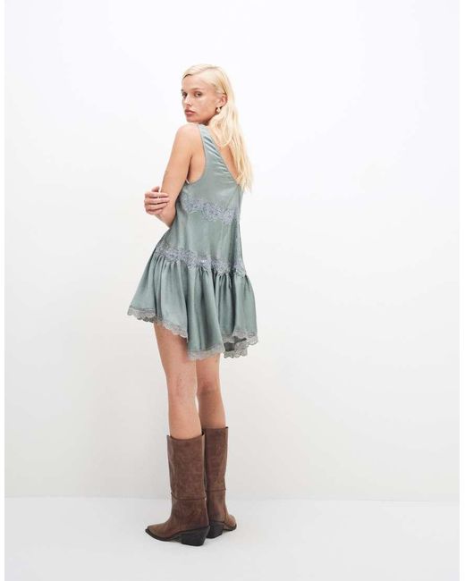 Free People Gray In This Groove Mini Slip Dress In Odessa
