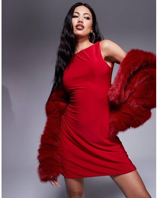 Fashionkilla Double Layered Slinky High Neck Low Back Floaty Mini Dress