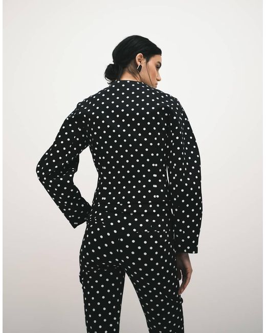 ASOS Black Collarless Blazer With Volume Sleeve