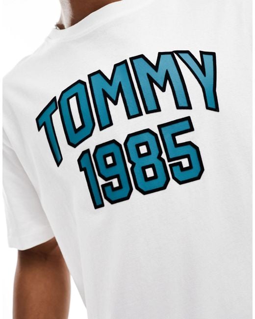 T-shirt vestibilità classica sportiva bianca stile college di Tommy Hilfiger in White da Uomo