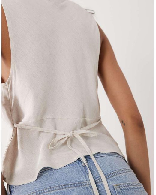 ASOS White Linen Blend Halter Top